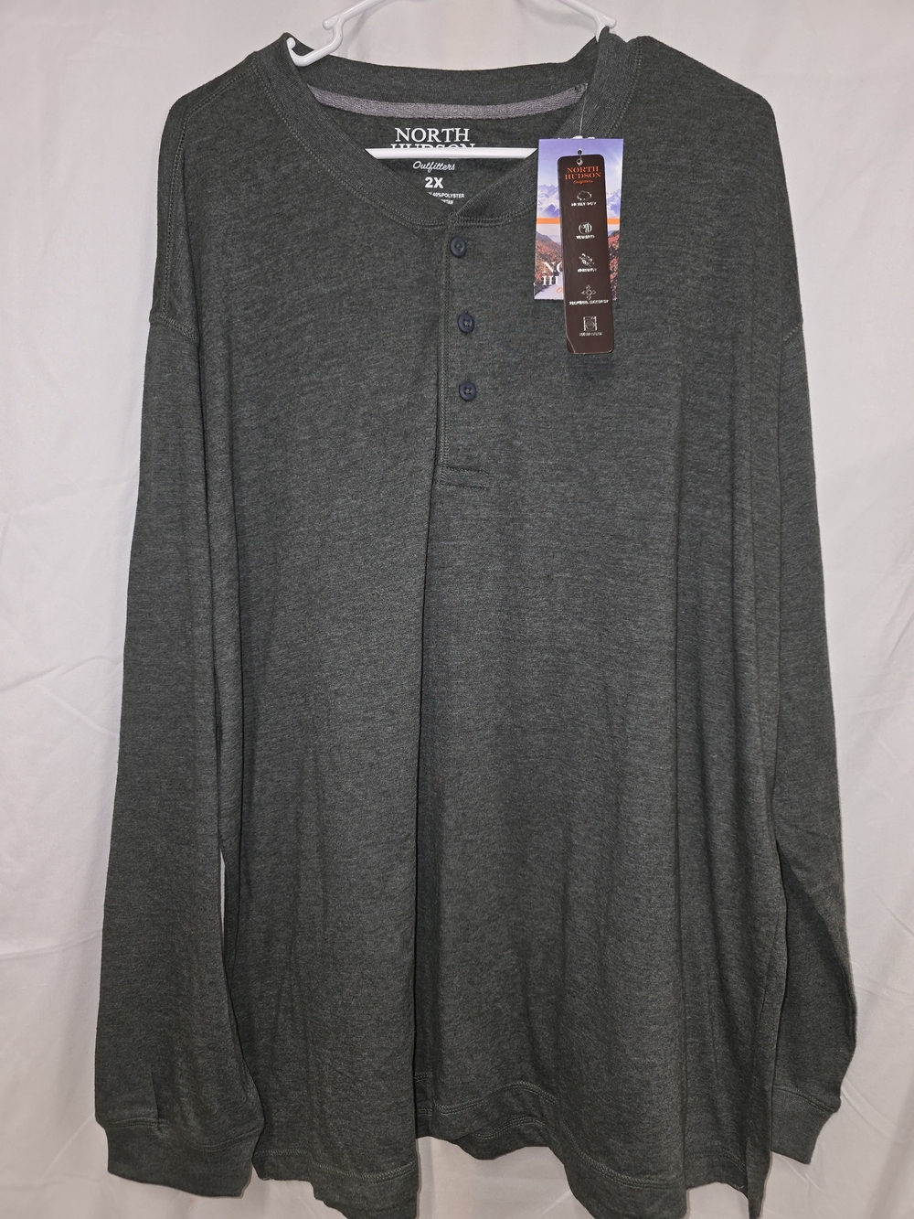 Men's Long-Sleeve Dark Gray Henley Shirt